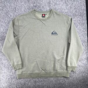 Quiksilver Sweatshirtr Mens 2XL Green Crewneck Sage Green Logo Fleece Pullover